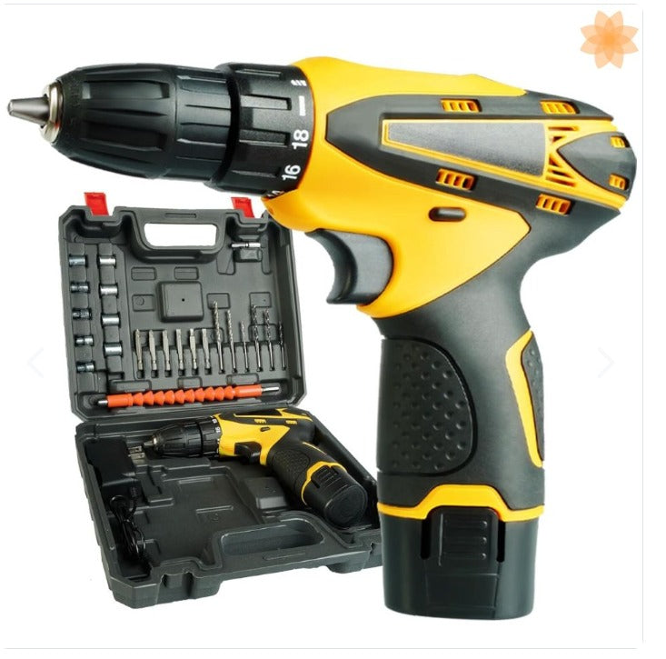 Taladro 21V 2 baterias redondas amarillo